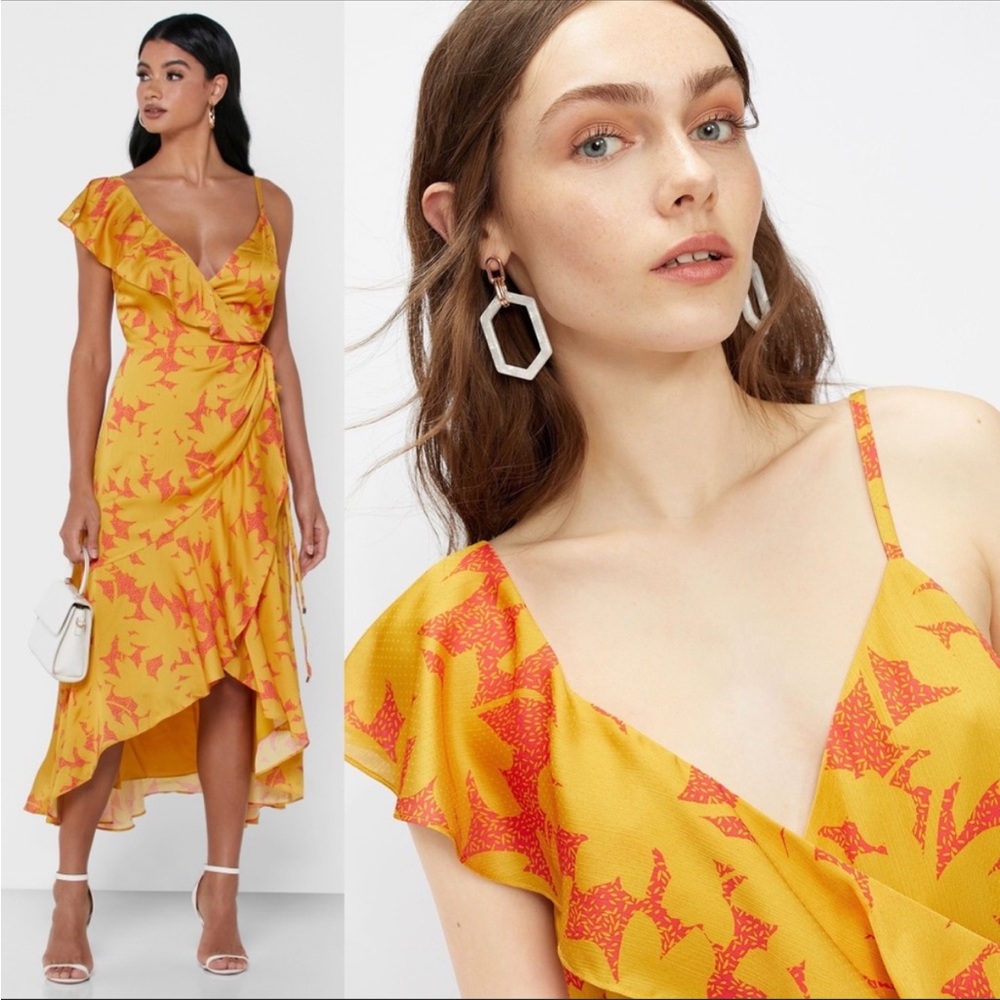 Ted Baker Saraaa Ruffle Midi Wrap Dress sz 4-6